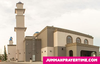 On Jummah Prayer Time in Edmonton Masjid al Fatima view from road with sky