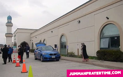 On jummah namaz time Mississauga Front view Islamic Centre of Mississauga with car standing